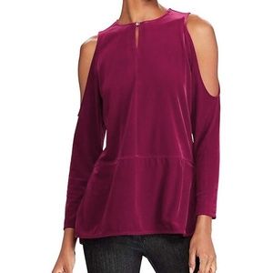Ralph Lauren Velvet Cold Shoulder Blouse Top
